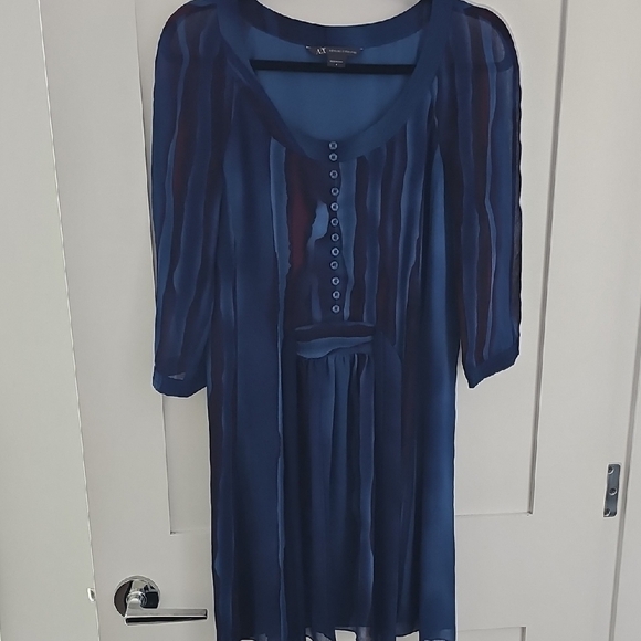 Armani Exchange Deep Blue Sheer Dress Size 4 - Picture 1 of 10